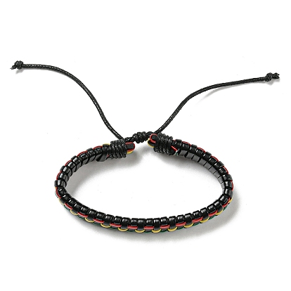 6piezas 6 conjunto de pulsera de cordón de cuero sintético trenzado ajustable estilo con cordón encerado para hombres