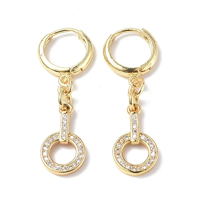 Boucles d'oreilles créoles pendantes avec anneau de cercle en zircone cubique transparente, bijoux en laiton de placage de rack pour les femmes