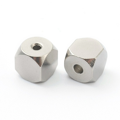 304 Stainless Steel Beads, Cube, Faceted