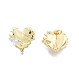 Clear Cubic Zirconia Heart Stud Earrings, Brass Jewelry for Women