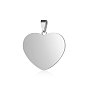 201 Stainless Steel Stamping Blank Tag Pendants, Manual Polishing, Heart