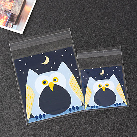 OPP Cellophane Self-Adhesive Cookie Bags, for Baking Packing Bags, Square with Owl Pattern