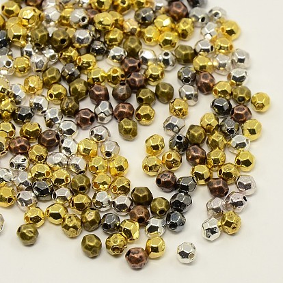 Alliage de perles d'entretoise de style tibétain, ovale à facettes, 4x3.5mm, trou: 1 mm, environ 1680 pcs / 200 g