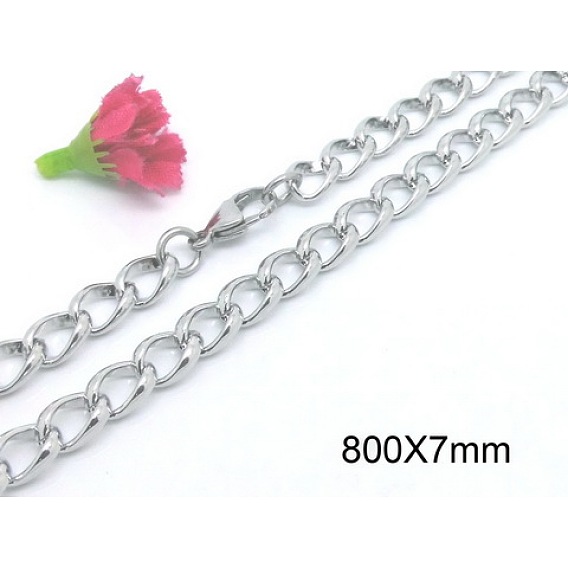 304 Stainless Steel Twisted Chain Curb Chain Necklaces
