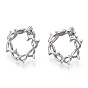 Rack Plating Alloy Wire Wrapped Ring Stud Earrings with 925 Sterling Silver Pins for Women, Lead Free & Nickel Free & Cadmium Free