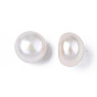 Half Drilled Natural Cultured Freshwater Pearl Beads, Half Round