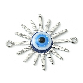 Brass Sun Connector Charms, Blue Resin Evil Eye Links