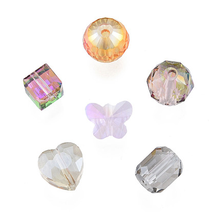Perlas de vidrio transparentes, facetados, formas mixtas