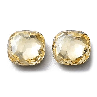 Cabujones de diamantes de imitación de cristal, espalda y espalda planas, facetados, plaza