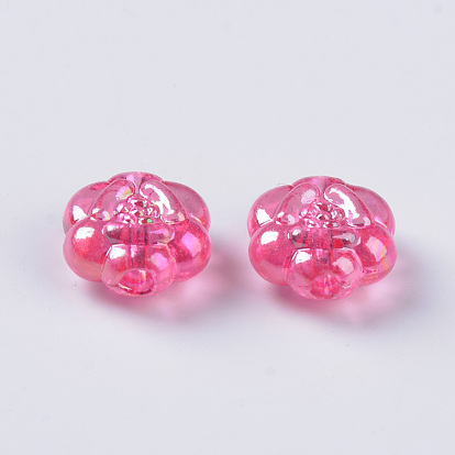 Perles acryliques transparentes, de couleur plaquée ab , fleur