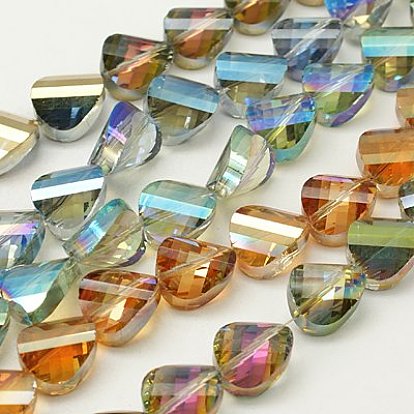 Electroplate Glass Bead Strands, Faceted, Twist, 12x10x7mm, Hole: 1mm