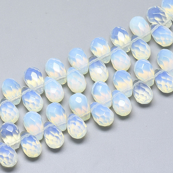 Opalite Beads Strands, Top Drilled Beads, Faceted, Teardrop