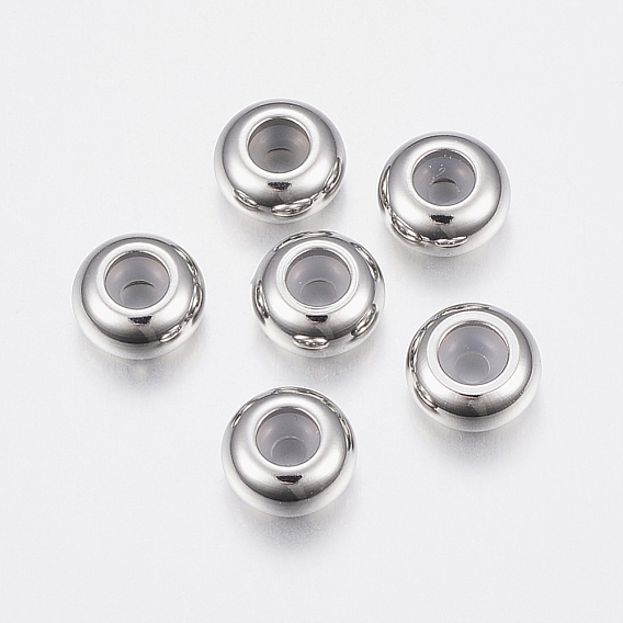 201 Stainless Steel Bead Spacers, Slider Beads, Stopper Beads, Rondelle