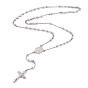 304 inoxydable colliers en acier chapelet de perles pour la pâques, avec pendentifs ovales avec maillon vierge marie et croix crucifix