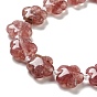 Perlas de cuarzo natural de fresa hebras, 5-pétalo de flor