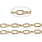 Brass Paperclip Chains, Drawn Elongated Cable Chains, Soldered, with Spool, Oval, Long-Lasting Plated, Real 18K Gold Plated