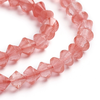 Cherry Quartz Glass Beads Strands, Bicone