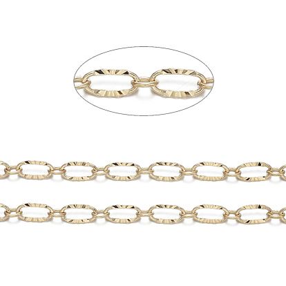 Brass Textured Oval Link Chains, Figaro Chains, Soldered