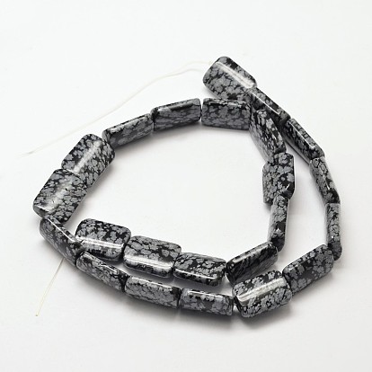 Natural Snowflake Obsidian Rectangle Beads Strands, 18x13x6mm, Hole: 1mm, about 23pcs/strand, 15.7 inch