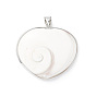 Natural Sea Shell Pendants, Heart Charms, with Platinum Plated Brass and Alloy Findings