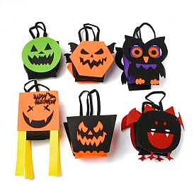 Sacs de bonbons d'halloween en feutre avec poignées, sac cadeau de friandises d'halloween cotillons pour les enfants