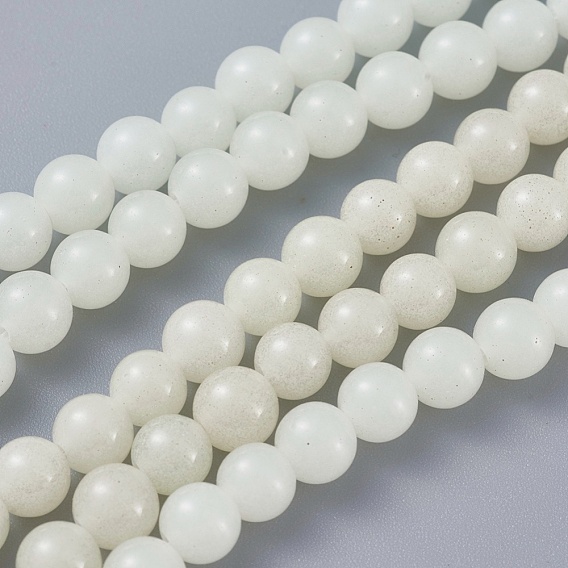 Brins de perles en pierre synthétique, ronde