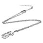 201 Stainless Steel Pendants Necklaces, Flower & Feather