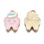 Alloy Pendants, with Enamel, Cadmium Free & Lead Free, Light Gold, Tooth