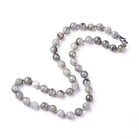 Collier de perles de labradorite naturelle, avec des agrafes en acier inoxydable