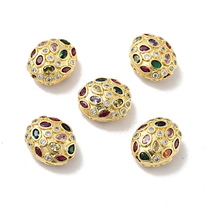Micro ovales en laiton ouvrent perles cubes de zircone, sans cadmium et sans nickel et sans plomb, réel 18 k plaqué or