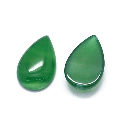 Natural Green Onyx Agate Cabochons, Drop