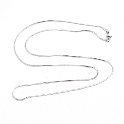 304 Stainless Steel Square Snake Chain Necklaces, with Lobster Claw Clasps