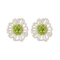 Seed Beads Flower Stud Earrings, Brass Jewelry for Women, Golden