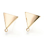 Brass Stud Earring Findings, with Loop, Triangle, Nickel Free