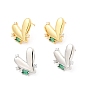 Aretes de corazón con zirconia cúbica verde, joyas de latón para mujer, sin plomo y cadmio