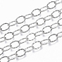 Ion Plating(IP) 304 Stainless Steel Cable Chains, Textured, Soldered, Flat Oval