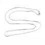 304 Stainless Steel Square Snake Chain Necklaces, with Lobster Claw Clasps