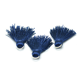 Nylon Tassels Pendant Decorations, with Alloy Findings, 31x7mm, Hole: 2mm
