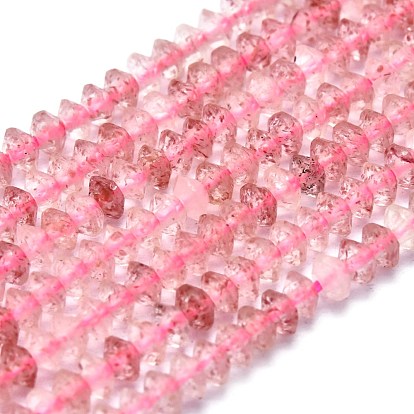 Naturel de fraise de quartz brins de perles, facette, Toupie