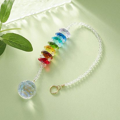 Décorations de pendentif en forme de larme de verre, avec des perles de cristal imitation autrichiennes, 304 bagues fendues en acier inoxydable