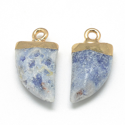 Pendentifs en pierres gemmes, avec les accessoires en laiton, facette, forme croc, or