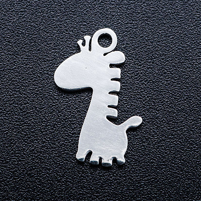 201 Stainless Steel Pendants, Stamping Blank Tag Charms, Giraffe