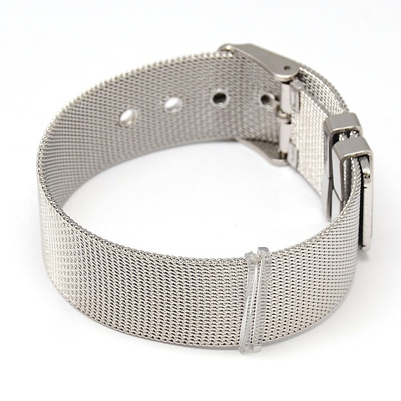 Ajustable 304 acero toma de pulseras de acero, con broches banda reloj y hallazgos plásticos, 230x18 mm