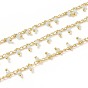 Main chaînes de perles de verre, avec épingle à œil en laiton, or, soudé, ronde, facette, avec bobine