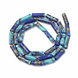 Perles synthétiques pierres fines brins, lapis lazuli ligne turquoise et or, colonne