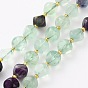 Natural Fluorite Beads Strands, with Seed Beads, Six Sided Celestial Dice, Faceted