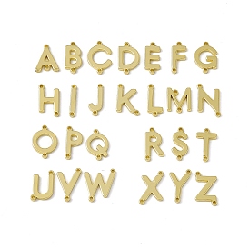 Rack Plating Brass Connector Charms, Real 18K Gold Plated, Long-Lasting Plated, Cadmium Free & Nickel Free & Lead Free, Letter Links