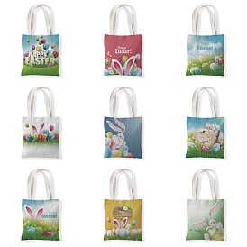 Easter Theme Rectangle Canvas Pouches, with Handle, Shoulder Bags for Shopping