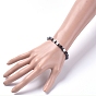 Unisex Stretch Bracelets, with Non-Magnetic Synthetic Hematite Beads, Round & Cube