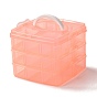 Rectangle Portable PP Plastic Detachable Storage Box, with Three Layers and Handle, 18 Compartment Organizer Boxes